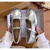 New Style Popular Ballet Flats Women's Mary Jane Shoes Round Toe Women's Luxury Shoes Bow Silk Satin Flats Women Shoes Plus Size