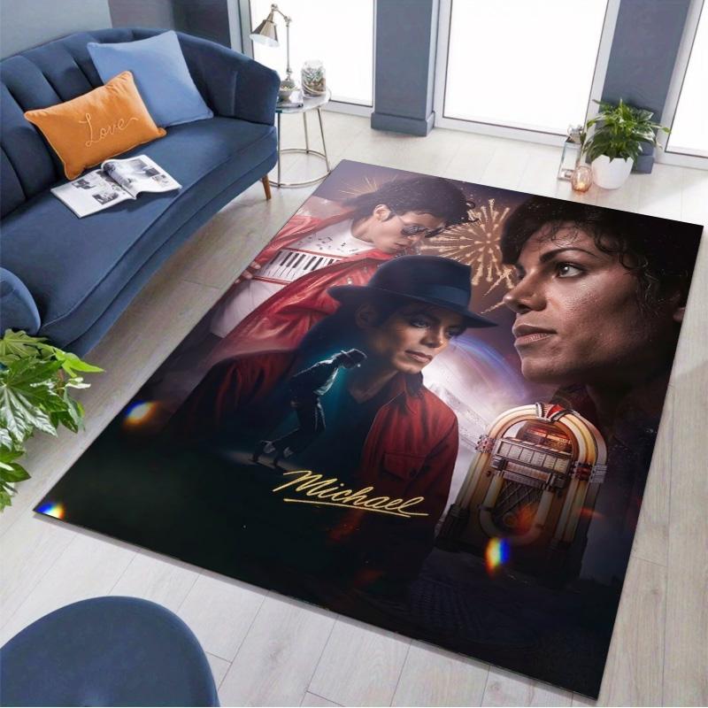 Tappeto Classico con Stampa Collage Ritratto Michael Jackson Tappetino Rettangolare Antiscivolo Decorazione per Camera da Letto Fan di Musica e Gaming