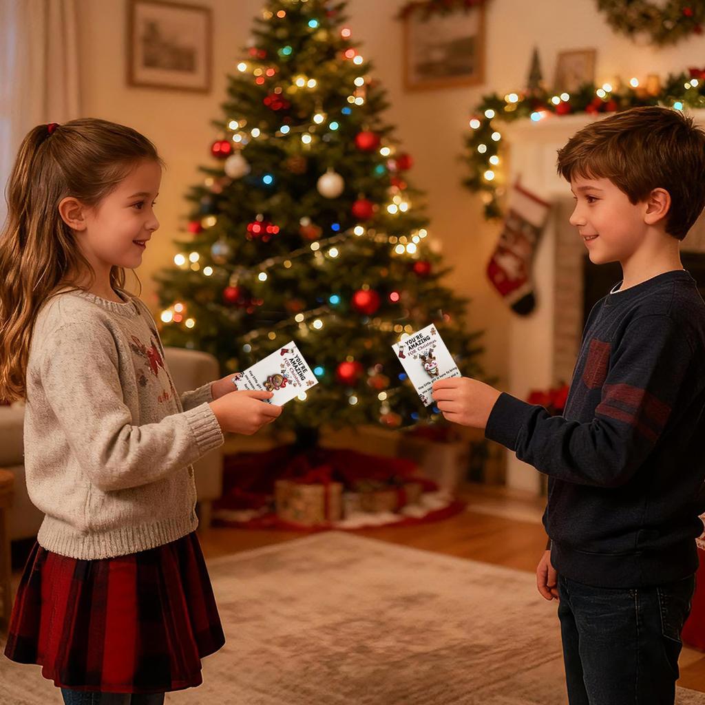 Vánoční série Pryskyřičné kapesní sváteční přání, Blahopřejné karty vyjadřující vděčnost, Dárky jsou dodávány s kartou.
