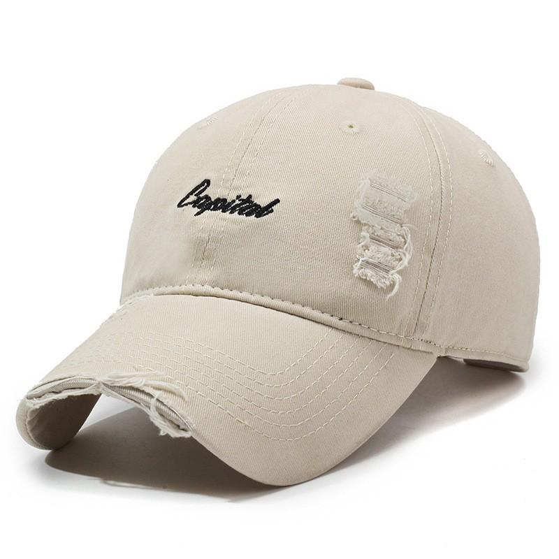 Spring and Autumn Outdoor Shade Letter Embroidery Soft Top Ripped Cap Men's and Women's Retro Old Washed Baseball Cap