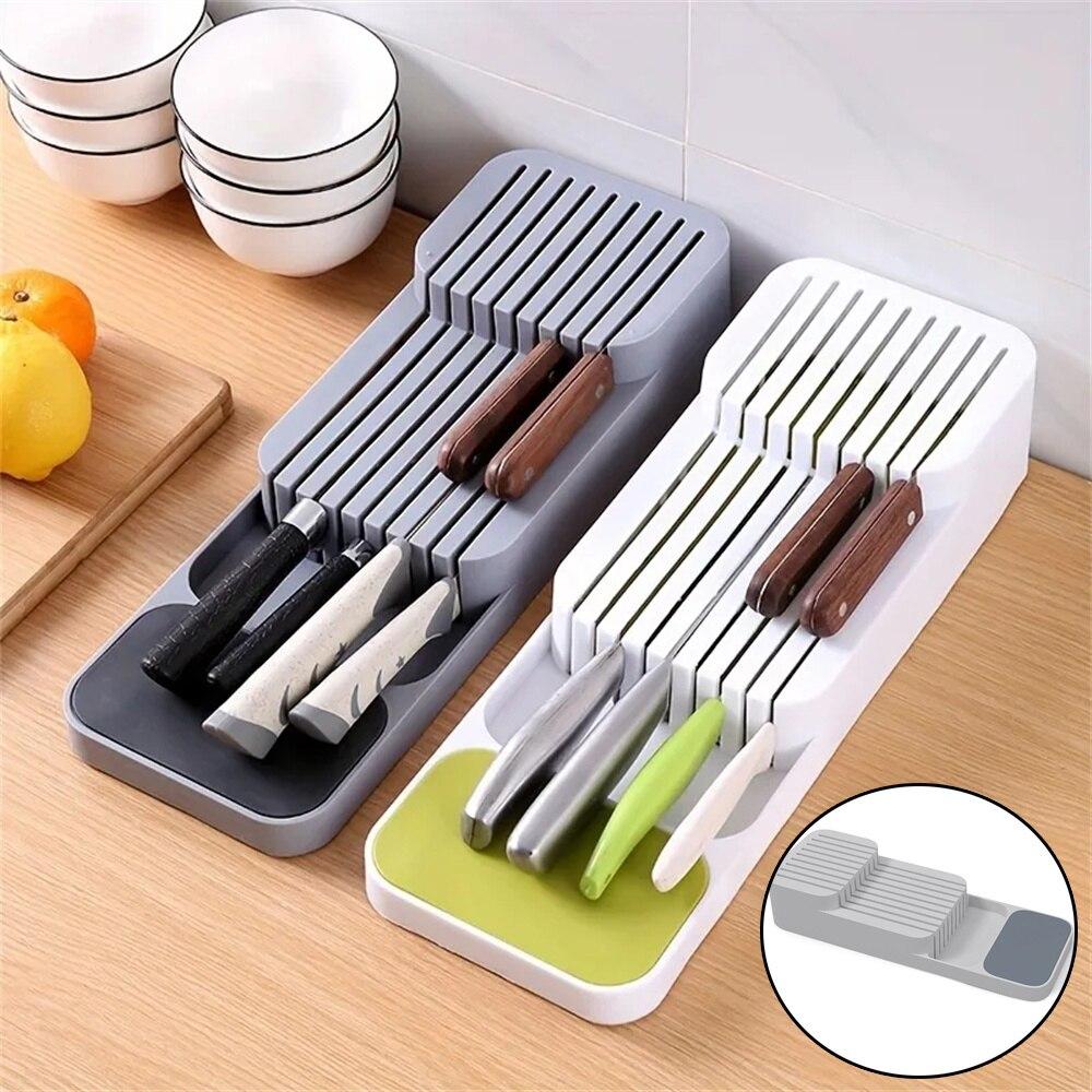 

Kitchen Drawer Knife Holde Cutlery Storage Tray Knife Holder Spoon Fork Box Tableware Organizer Plateau Holder For Drawer серый
