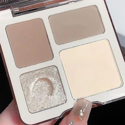 Natural Stereoscopic Face Highlight Shadow Makeup Powder Palette Matte Bronzer Contour Shading Four-color Multifunctional Highlighter Cosmetic