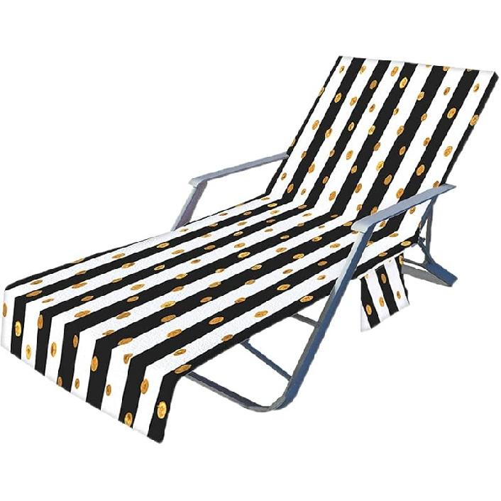 Patio Chaise Lounges Covers, Beach Lounges Chair Towel Cover,Soft Microfiber Patio Pool Chairs Cover with Side Pockets,83 X 30inch Chair Cover for