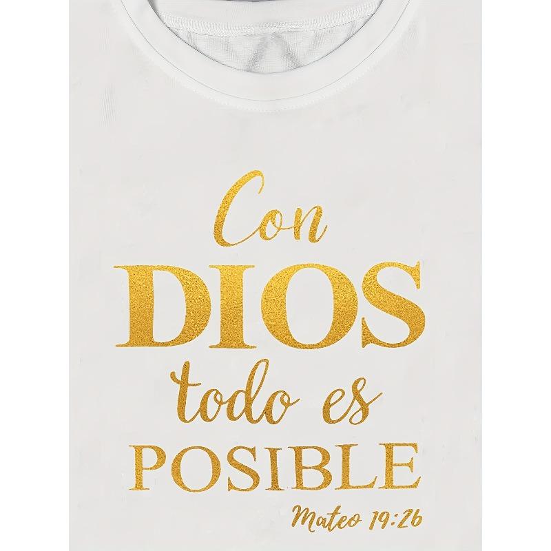European Size Comfortable Letter Print Crew Neck T-Shirt, Casual Short Sleeve Top for Spring& Summer, Women's Clothing