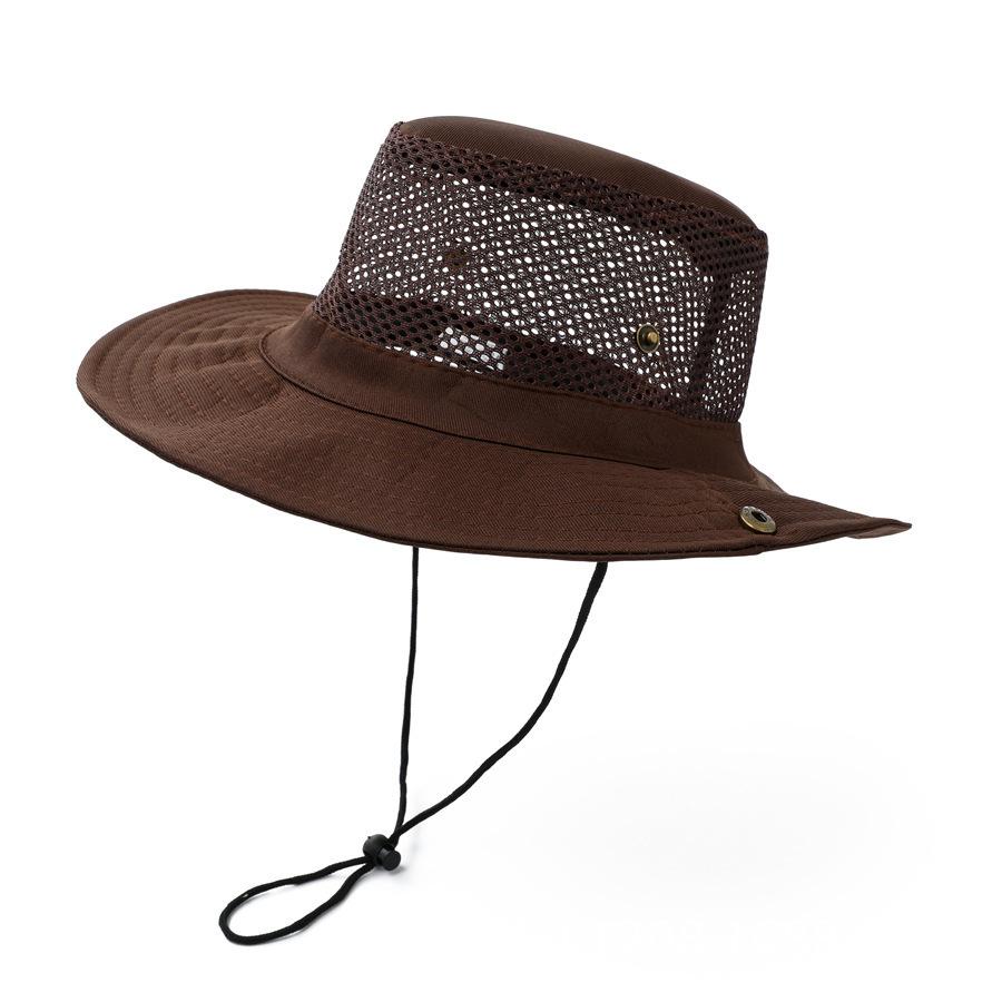 Wide Brim Mesh and Fabric Panama Style Bucket Hat for Outdoor Activities