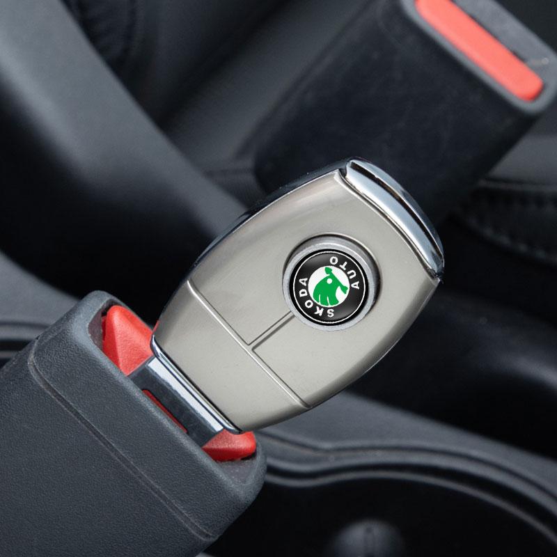 For Skoda Octavia Enyaq Rapid Karoq Derivati Fabia Kodiaq Kamiq Superb Yeti Badge Car Seat Belt Clip Extension Plug Buckle Car Accessories