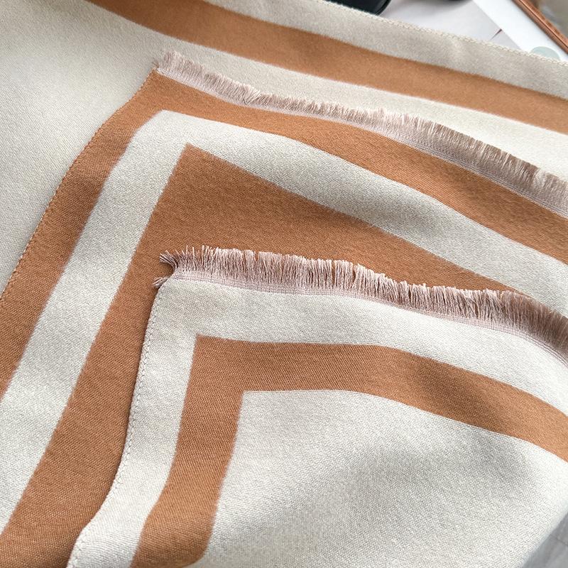 Autumn And Winter Simple Plain Color Soft Thickened Imitation Cashmere Scarf Women'S Elegant Versatile Double-Sided Contrasting Shawl Scarf