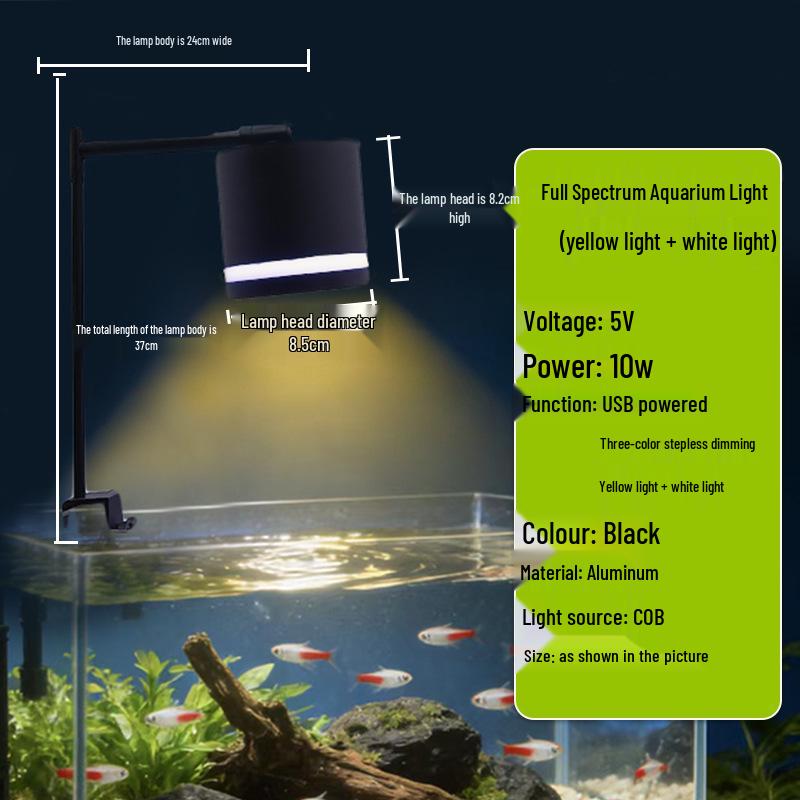 Full Spectrum LED Aquarium Light - Freshwater Plant & Algae Bloom Tube 10W