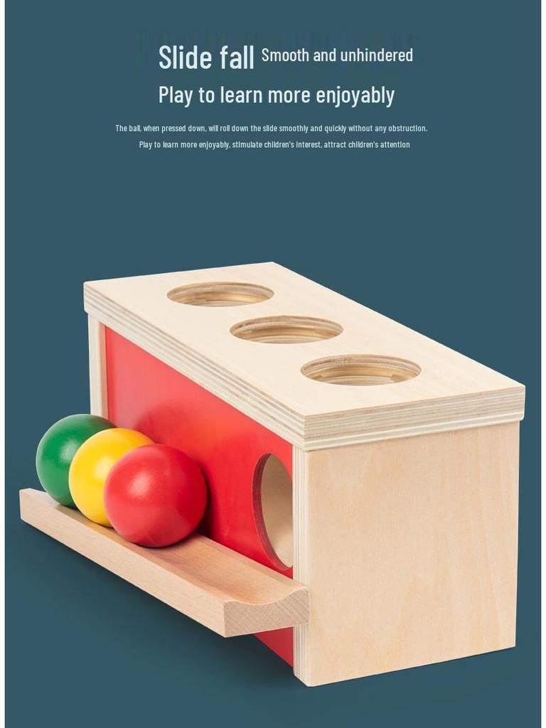 Montessori Early Education Toy Set: Round Ball Coin Box, Object Permanence Drawer & Textile Drum for Toddlers 0-3 Years