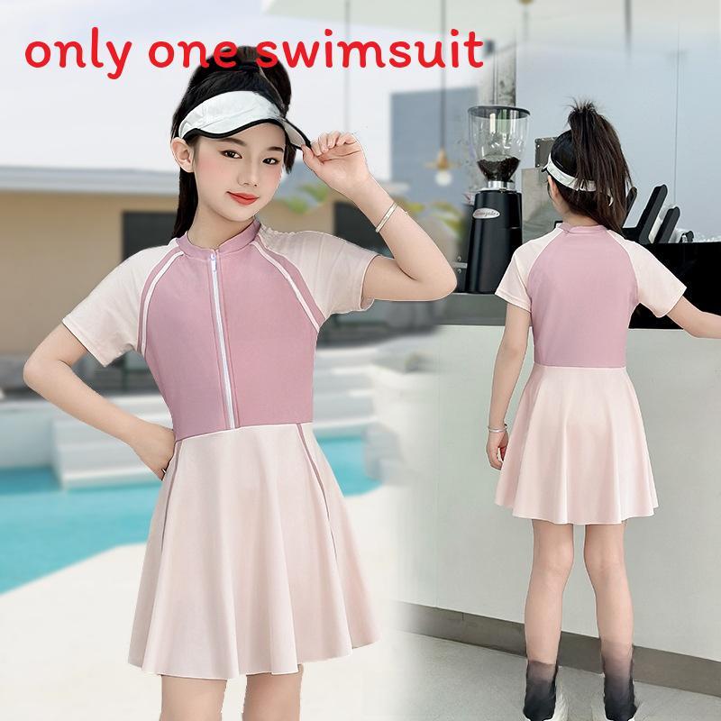Childrens Onepiece Swimsuit Girls Conservative Bathing Suit With High Elasticity For Water Sports