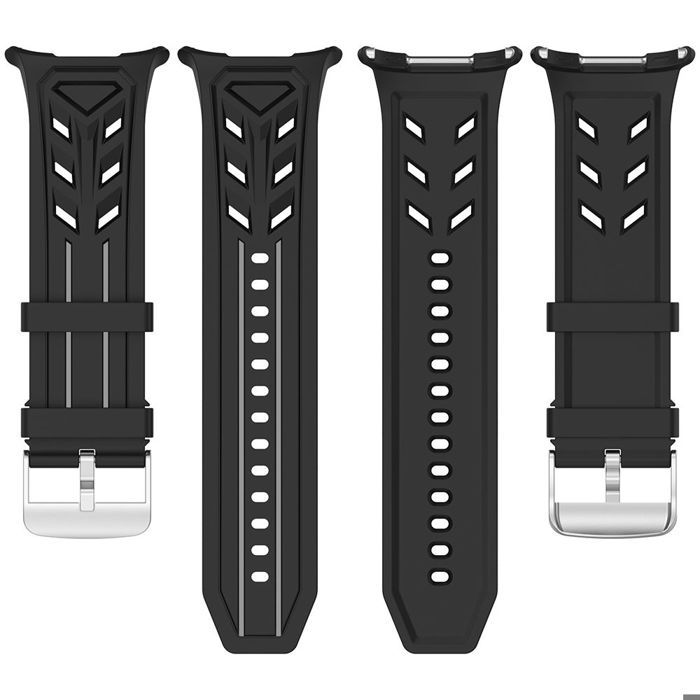 Bracelet pour Samsung Galaxy Watch Ultra 47mm, Boucle Classique Longueur Ajustable Silicone Souple Noir