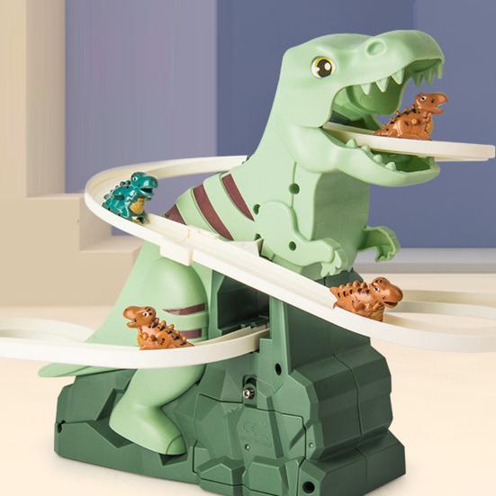 Elektrisk Dinosaur Bane Sklie Leke med Lys Musikk Tegneserie Dino Automatisk Trapp