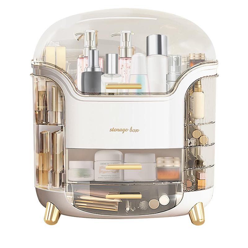 

Cosmetic Storage Box with Lid and Drawers, Countertop Makeup Organizer Case, Waterproof & Dustproof Cosmetics Rack белый