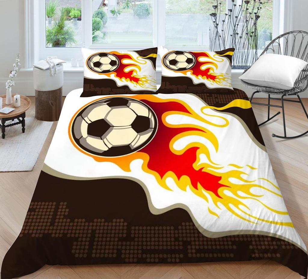 3D fotbalové povlečení Sportovní vzor Povlak na polštář Potah na polštář 2 nebo 3 díly Dekorace do ložnice pro chlapce a muže fotbalové nadšence
