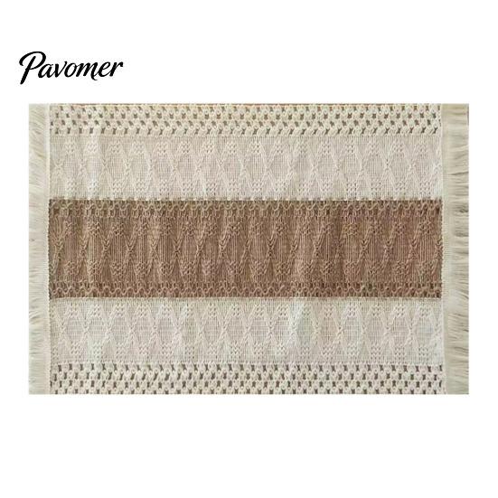 Farmhouse Fabric Placemats Bohemian Fringed Placemat Soft Cotton Linen Vintage Jacquard Machine Washable for Home Dining Table Decoration