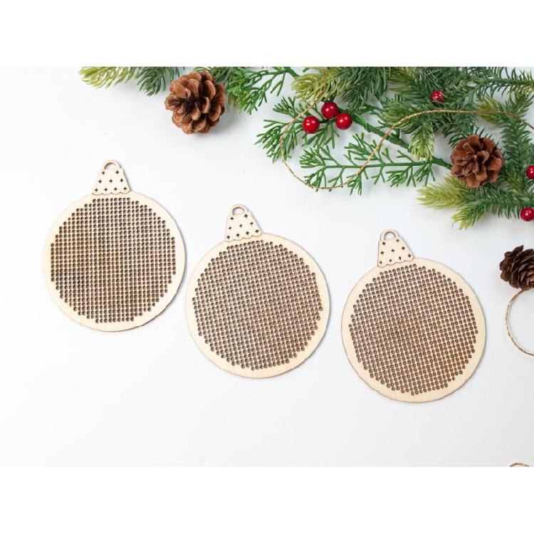 Runde Holz-Kreuzstich-Dekorations-Kits für DIY-Weihnachtsbaumschmuck