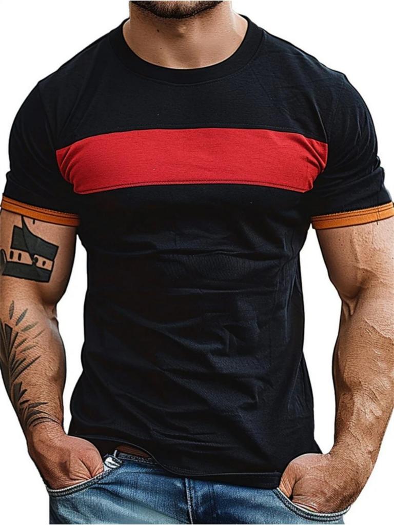Men's T-Shirt Color Stripe Fashion Design 3D Printed Top Casual Daily Street Wear Summer Simple Short Sleeved Men's Y2k Clothing