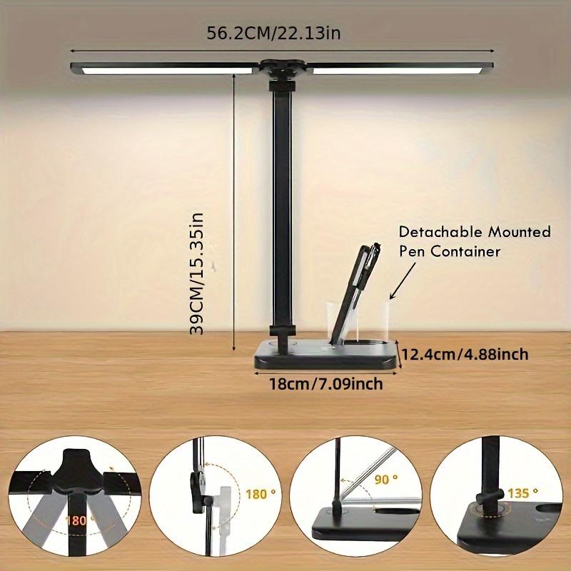 Adjustable Dual-Head LED Desk Lamp, Touch Control Table Light with Dimming Function and Foldable Design for Study & Office Use