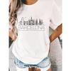 T-shirt casual a maniche corte con girocollo e stampa grafica, perfetta per l'estate e la primavera, progettata per le donne