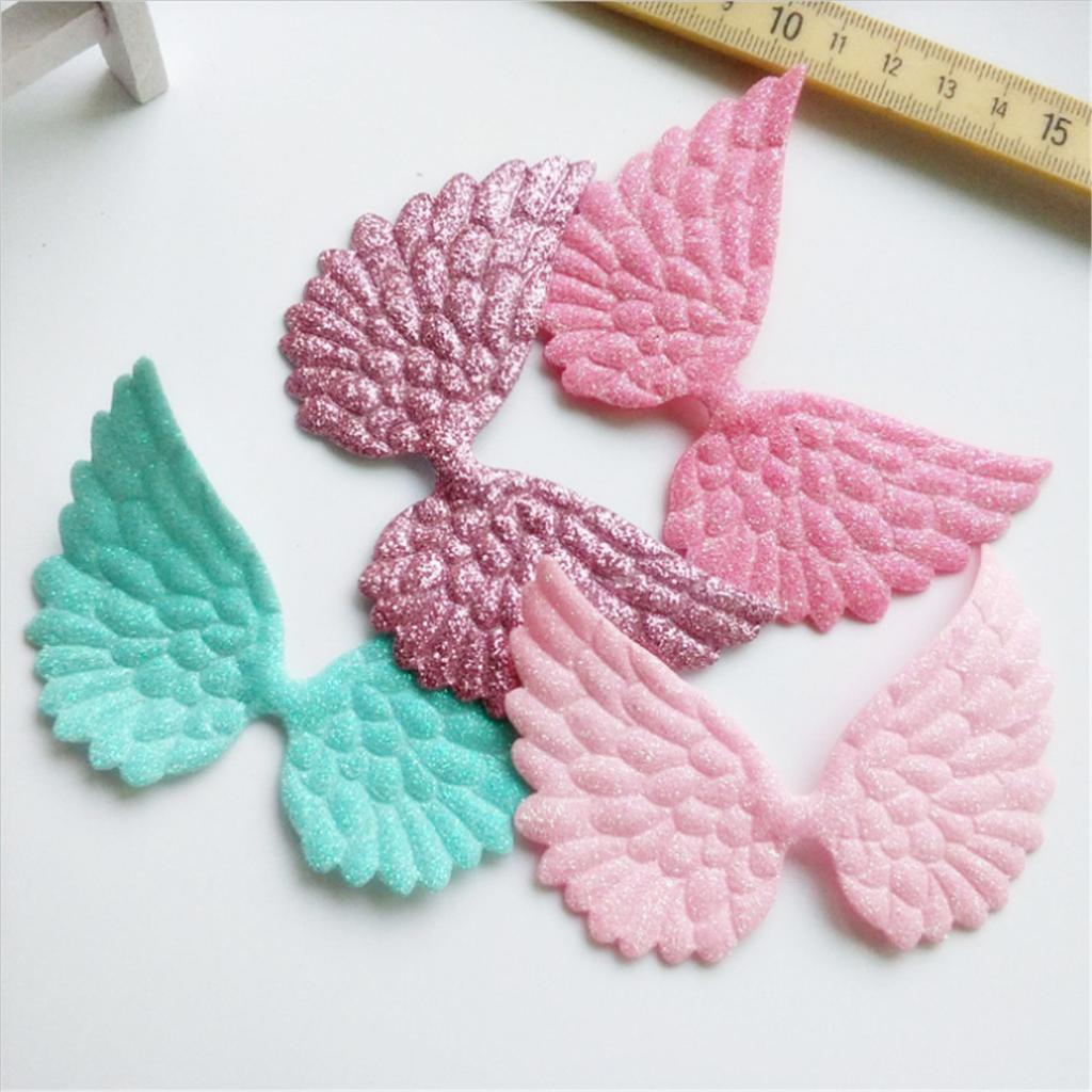 10PCS Glitter Fabric Cute Angel Wings Artificial Leather Appliques DIY Hair Accessories Decor Craft Gift for Anniversary