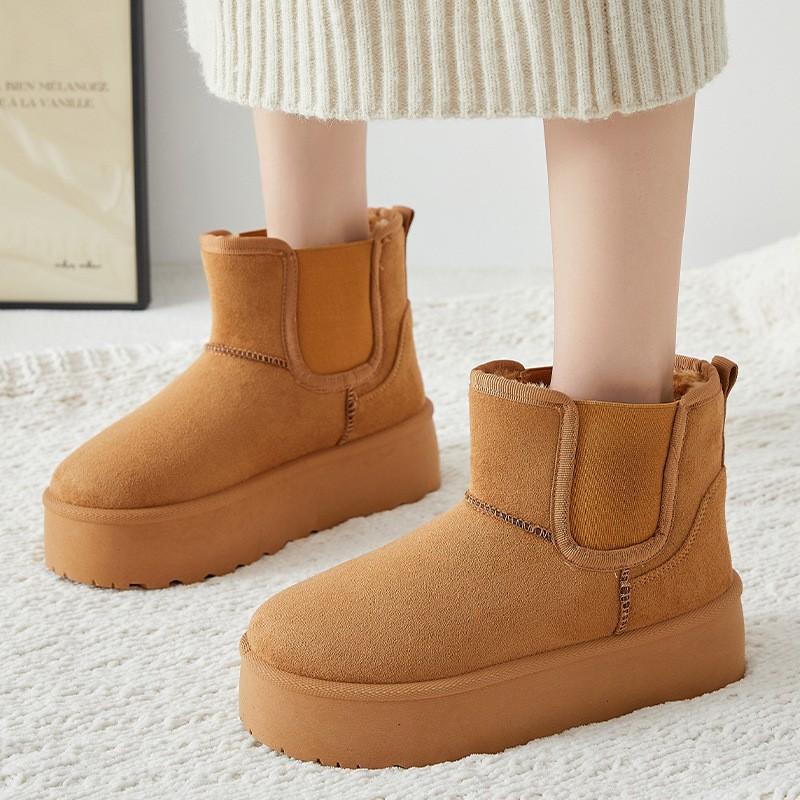 Shoes women's shoes versatile cotton boots winter new velvet thickened one-pedal snow boots thick-soled non-slip cotton shoes 2025