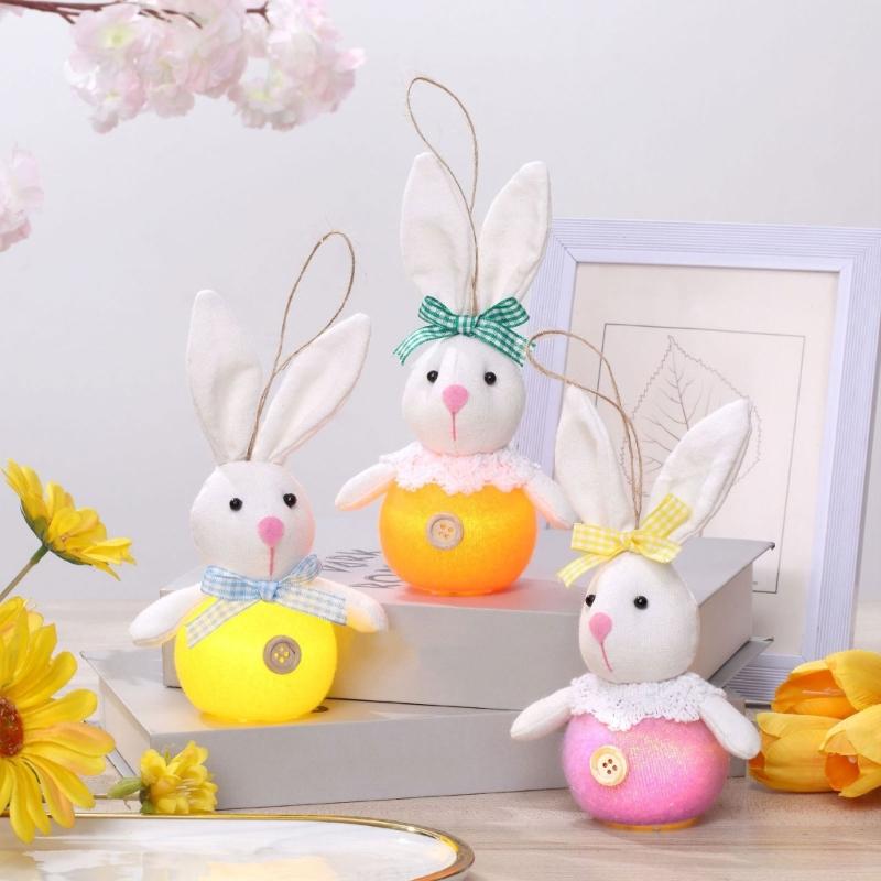 Easter Rabbit Toy Hangings Decorations For Party Supplies, Spring Plushie Doll Rabbit 6PCS