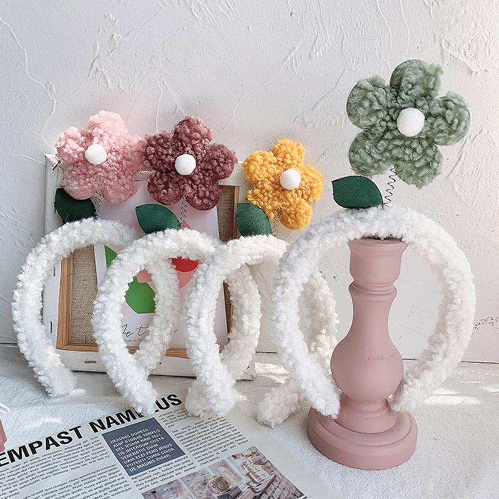 

Fashion Hair Accessories Hairbands Floral For Women Non-slip Head Hoop Flower Lamb Plush Headband помаранчевий