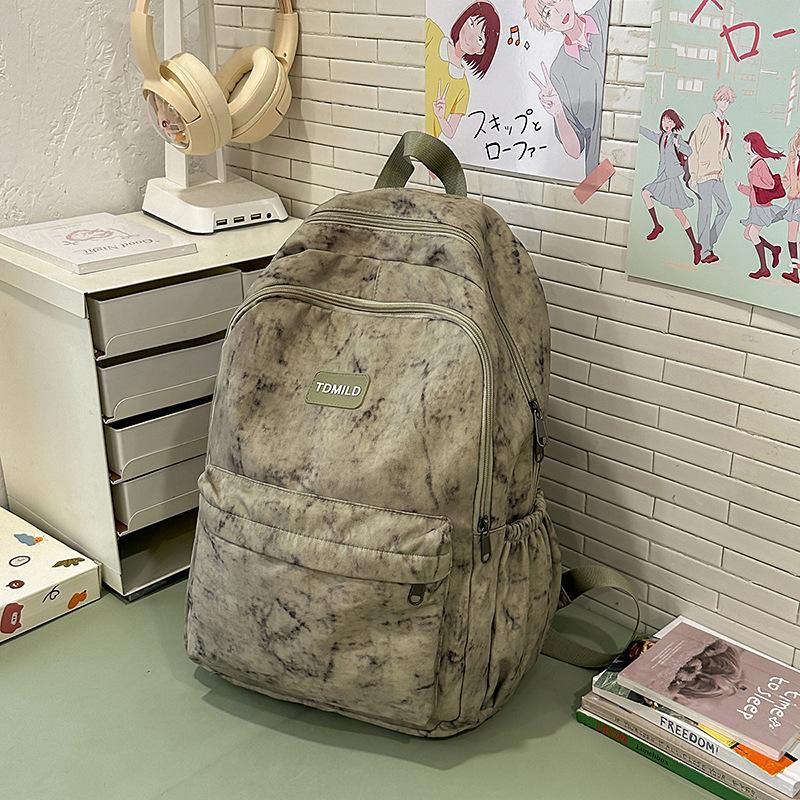 High Value Schoolbag Female Niche Design Sense Junior High School Students High School College Students Tie Dye Backpack Light Travel Backpack