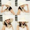 Stylish Accessory Tie Design Fisherman Hat Big Brim Cotton Linen Bucket Hat Foldable Visor Cap Women
