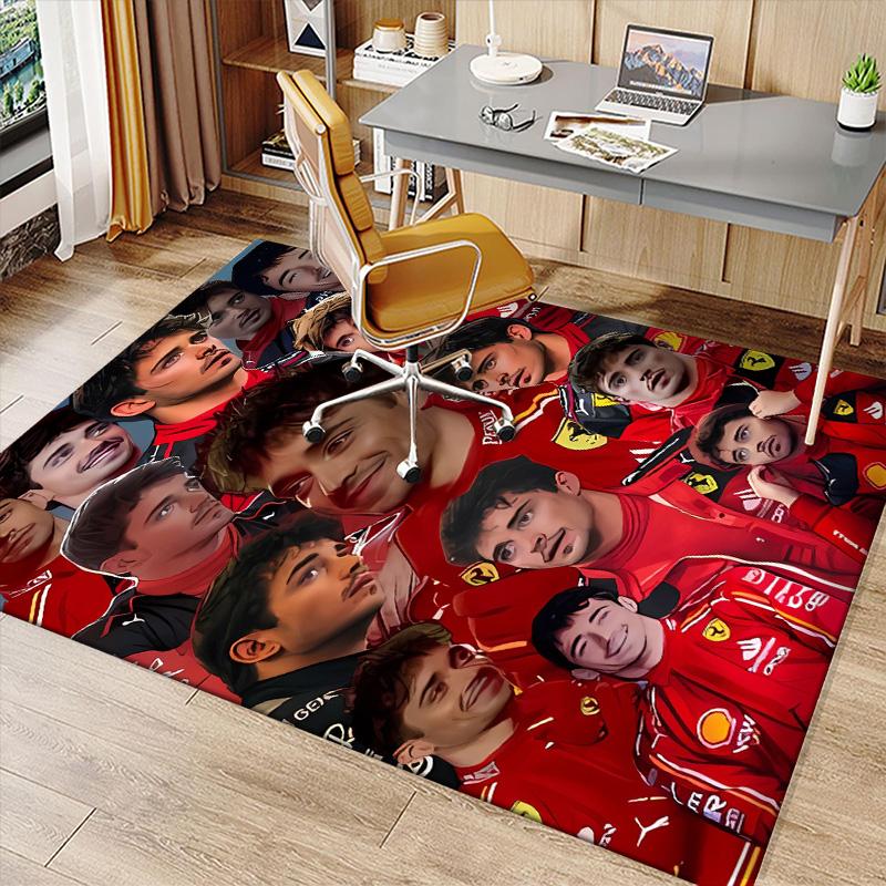 C-charles Leclerc F1 Racing Printed Absorbent Washable Carpet,Non-Slip Bathroom Mats,Kitchen Rugs,Living Room Entrance,Camping Picnic Rugs