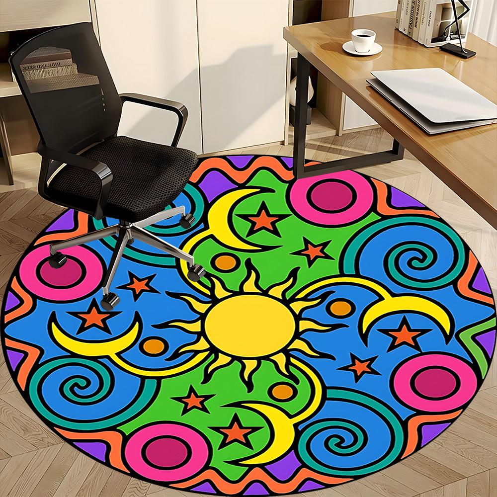 1pc Mandala, Cosmic Office Round Rug, Non-slip, Soft and Durable Office Rug for Interior Decoration, Perfect for Office,Decoration Yy260204046