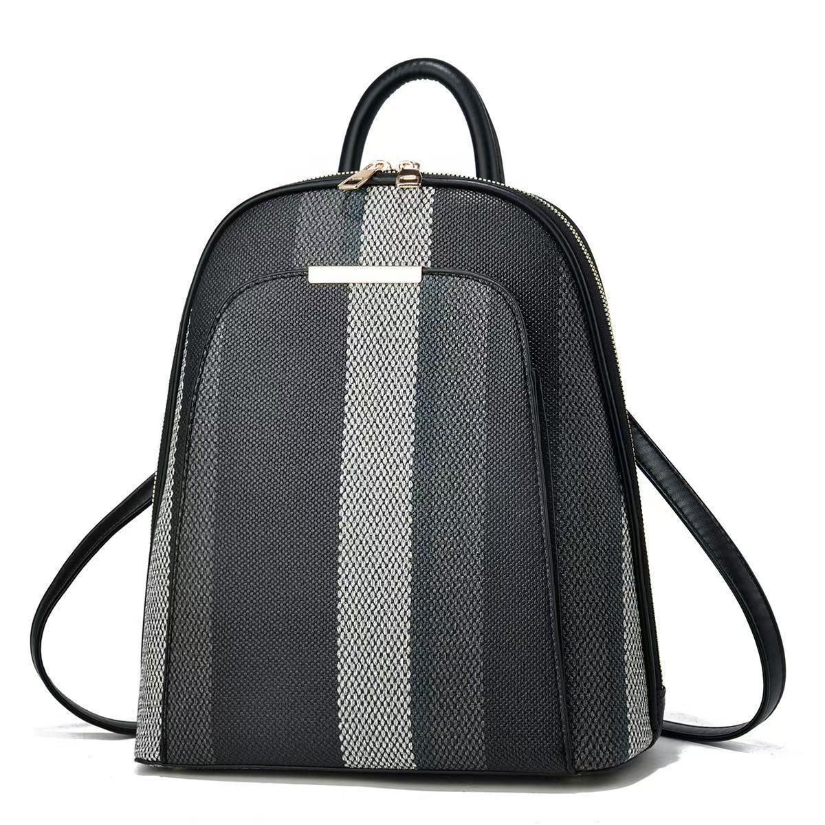 

Рюкзак для пешего туризма, дорожный, для хранения, большой вместимости, полосатая контрастная сумка, легкий, дорожное качество 26*12*31 чёрный