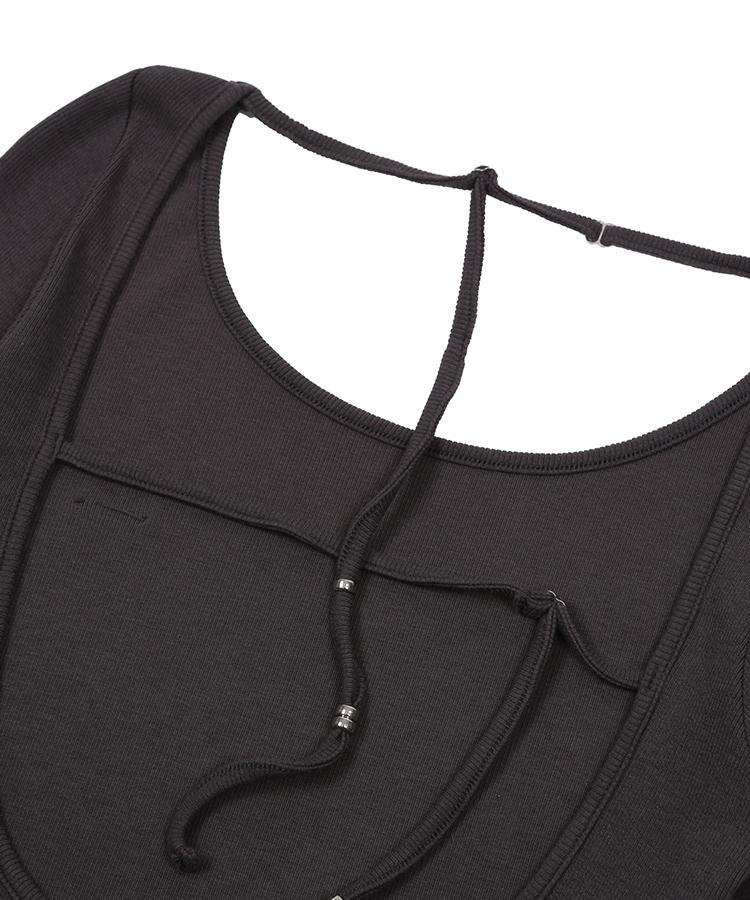 Eonibeu Backless Biz Strap T-Shirt Charcoal