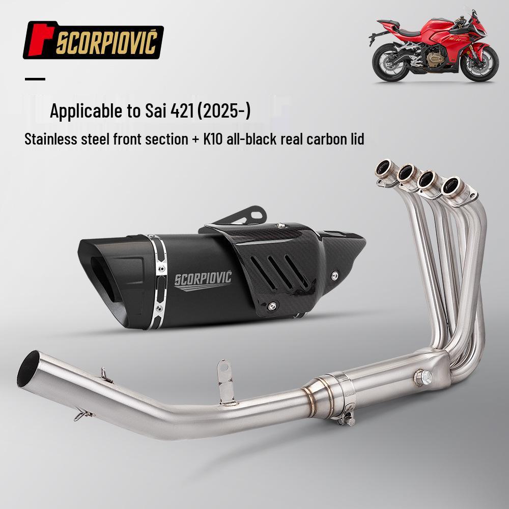 QJ Sai 421 Motorcycle Moped Exhaust System: Full Front & Rear Pipe Set 2025