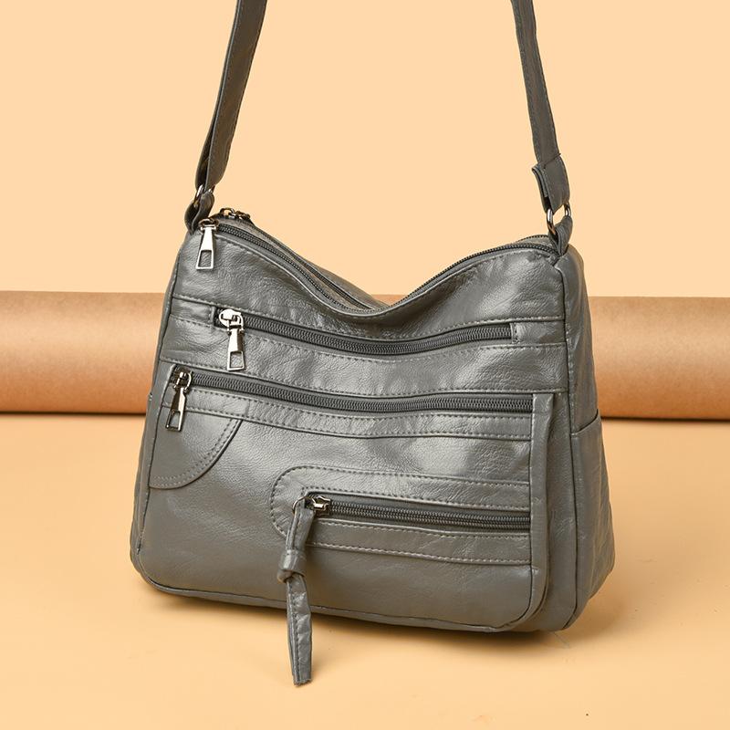 Large Capacity Women's Solid Color Shoulder Bag Multi-Layer Crossbody Bag Multi-Functional Mother Bag
