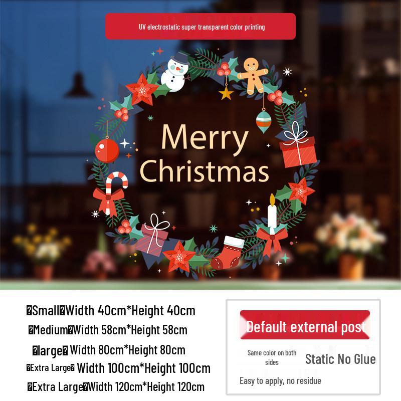 Christmas Wreath Window Stickers - Festive Glass & Shop Display Decorations