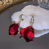 Elegant Red Matte Petal Earrings - 2025 Versatile High-End Fashion Dangles