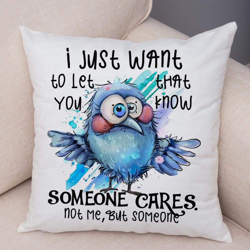Sassy Bird Character Pillowcase Double Print Humorous Avian Design Cushion Cover Soft Plush Witty Bird Theme Pillowcase
