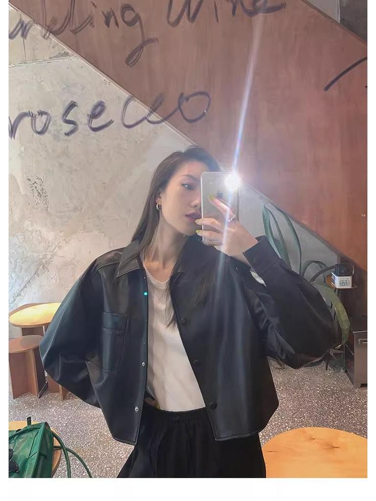 Trendy dámská motorkářská bunda z PU kůže v hongkongském stylu - Šik, všestranný svrchní oděv na jaro, podzim, zimu.