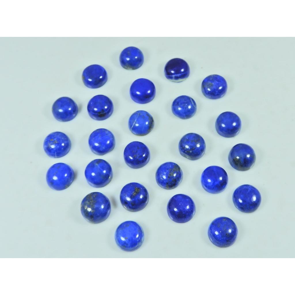 8X8 MM Doğal Lapis Lazuli Yuvarlak Kabaşon Serbest Değerli Taş 25 Adet Lot 67 Karat. C-3763
