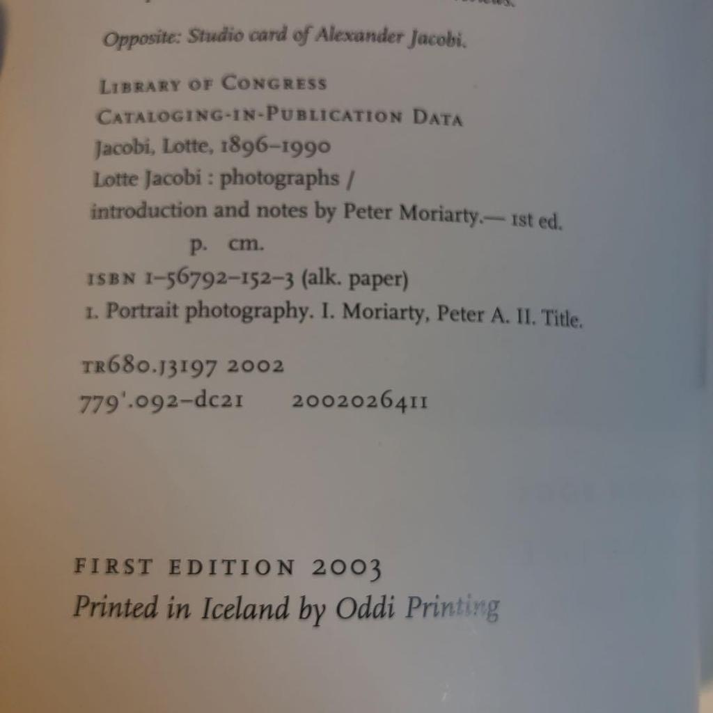 [USED] Lotte Jacobi Photographs (Foreign Book)