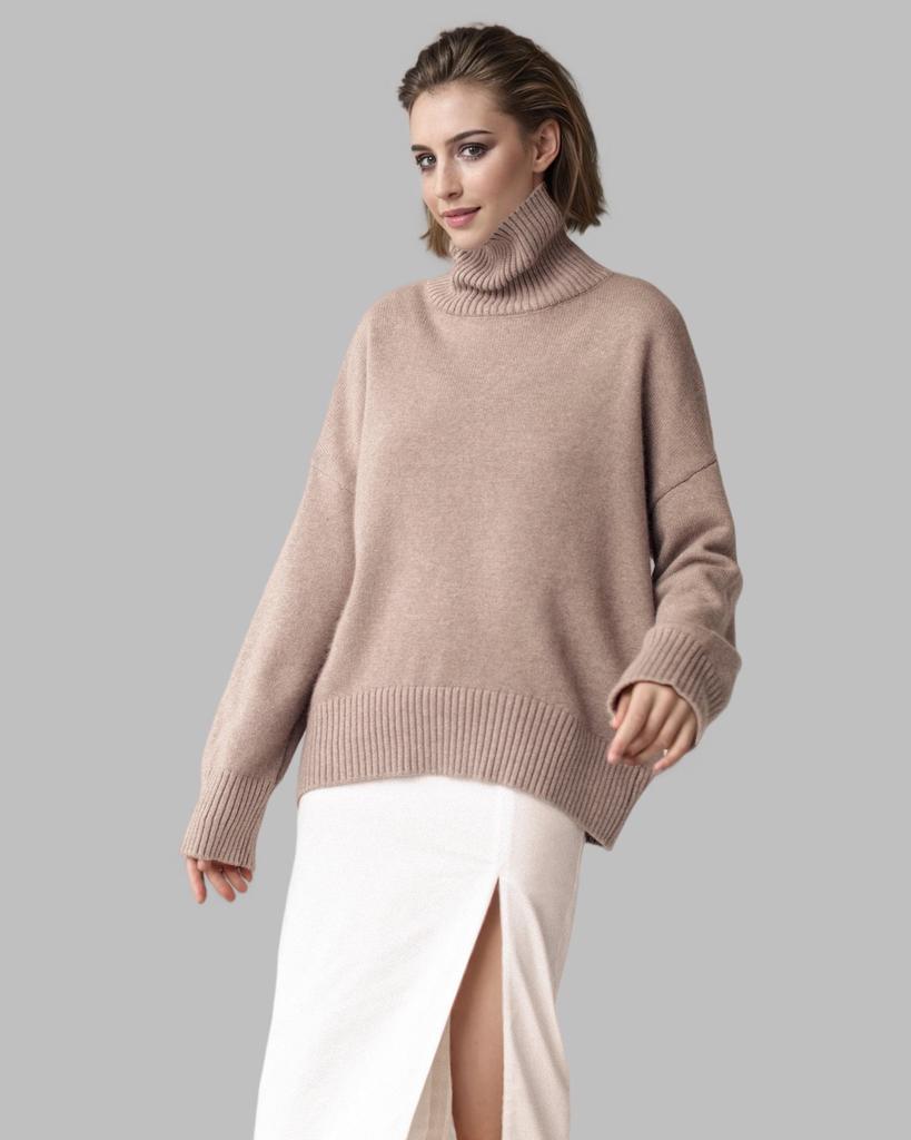 Women's Classic Solid Color Turtleneck Sweater - European & American Autumn/Winter Loose Knitwear