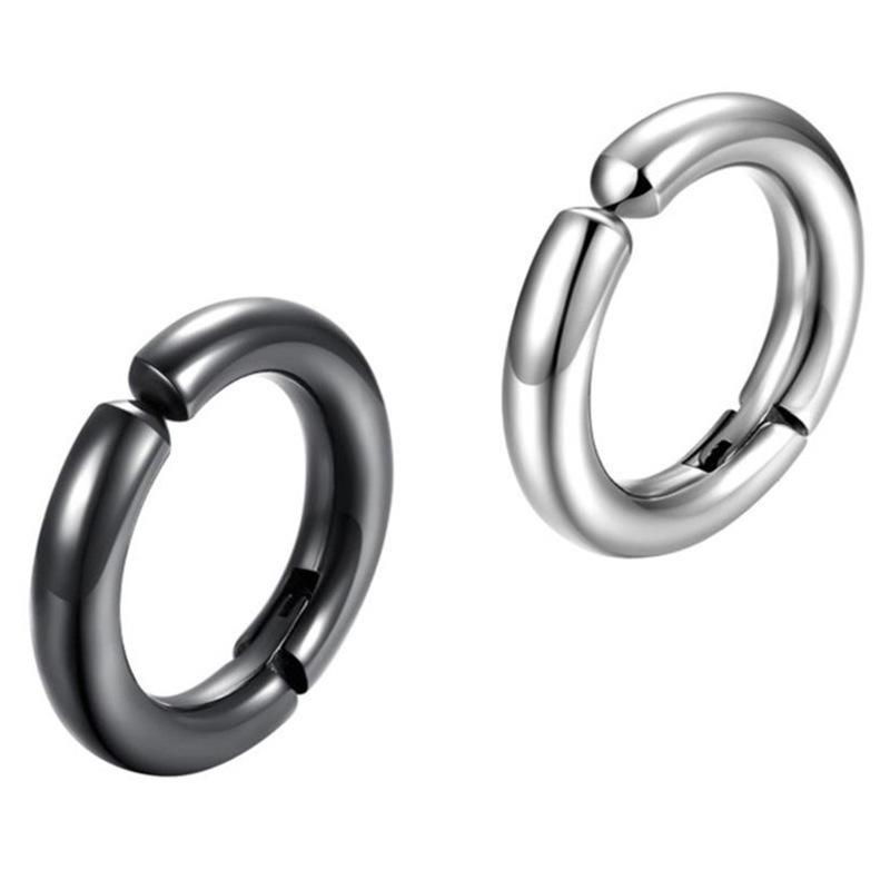 Boucles d'oreilles et manchettes d'oreille circulaires minimalistes unisexes coréennes hip-hop en acier titane