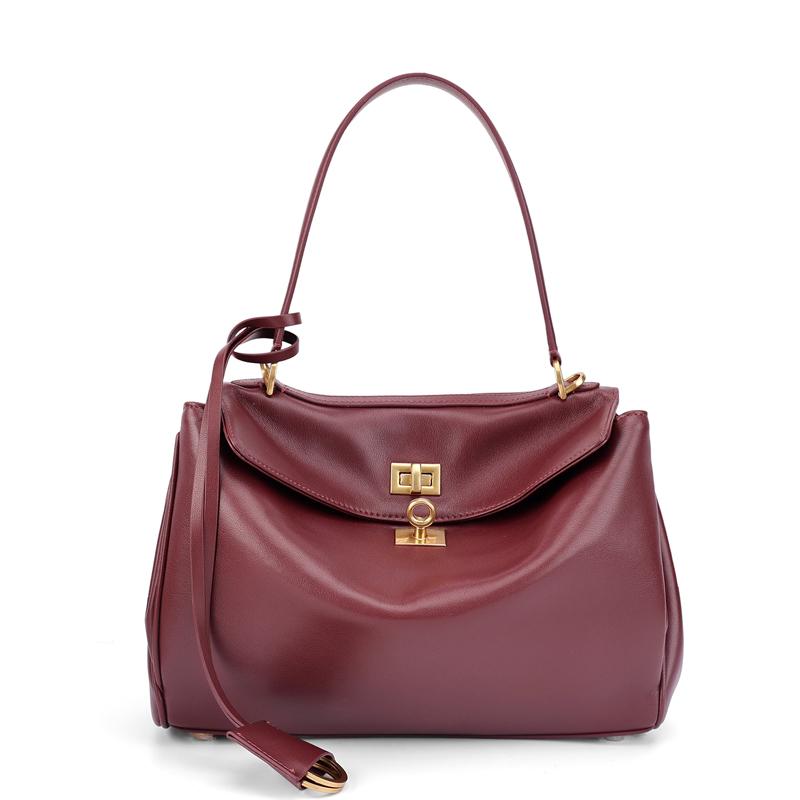 Women's Genuine Leather Large Capacity Solid Color Tote Bag 2026 New Fashion Leather Shoulder Bag Casual Ladies Commute Handbag
