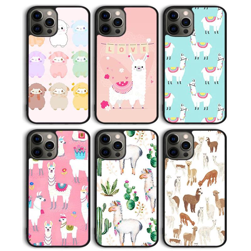 Cute Llama Alpaca Animals Cartoon Phone Case Cover for iPhone 17 Air 16 15 14 13 11 12 Pro Max Plus Shell Coque