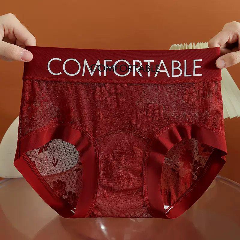 2025 Kant Hoge Taille Dames Sexy Antibacterieel Zijde Kruisje Driehoek Slipje