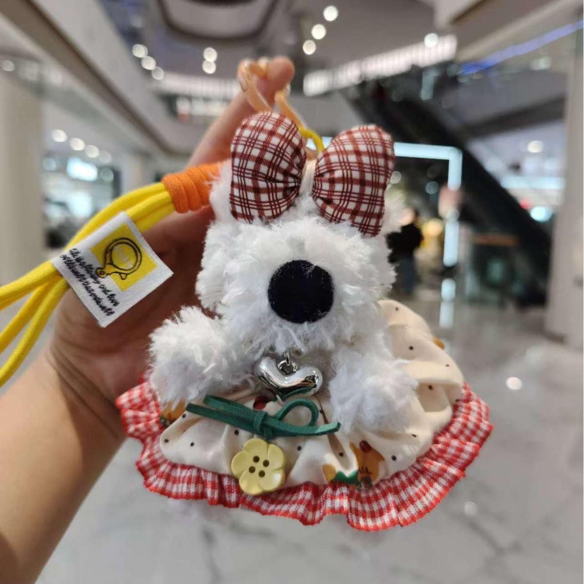 West Highland White Terrier Puppy Plush Keychain Ornament