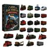 Miniature Locomotive Models 24-Day Train Advent Calendar Countdown Box with Mini Vehicle Collectible Model Railway Accessories Figures 2D
