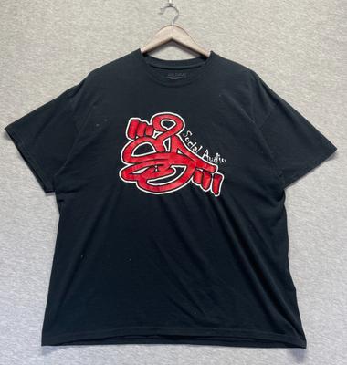 Gildan DryBlend T Shirt Mens XL Black Graphic Print Social Audio Graffiti Logo Unisex T-Shirt