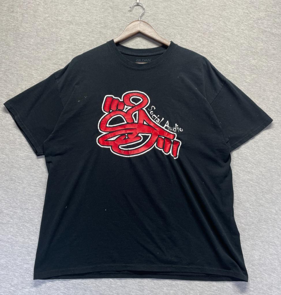Gildan DryBlend T Shirt Mens XL Black Graphic Print Social Audio Graffiti Logo Unisex T-Shirt